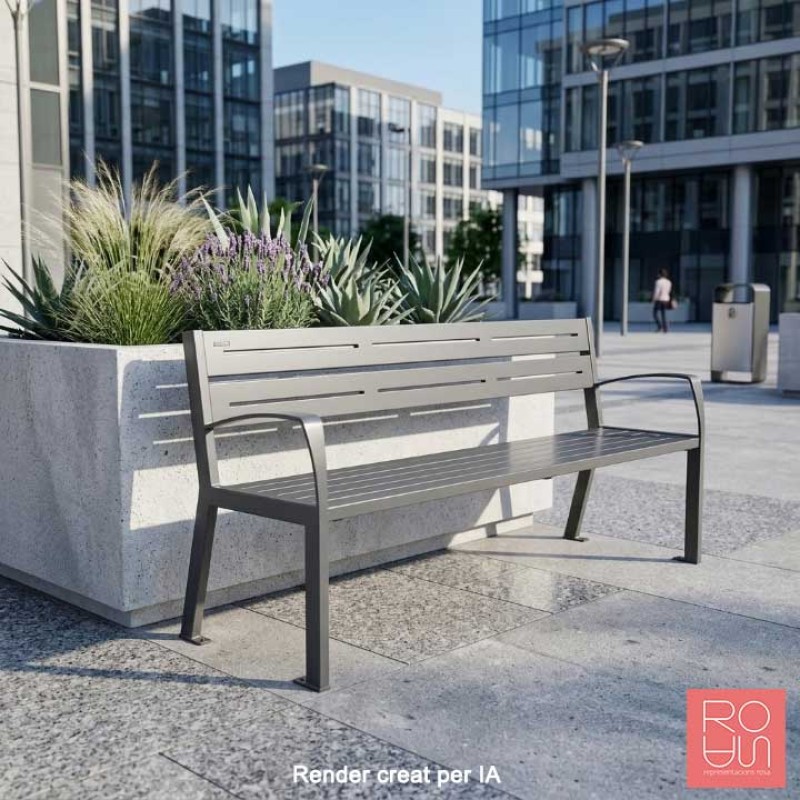 Banc urbà Silaos amb recolza braç en tot acer de 1800 mm